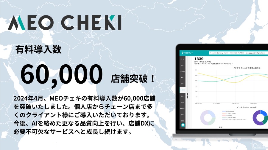トライハッチの「MEOチェキ」が躍進、有料導入数60,000店舗突破