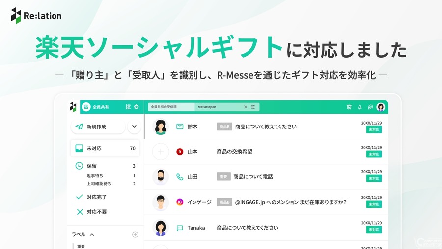 楽天市場ソーシャルギフトの贈り主・受取人対応をRe:lationで一元管理