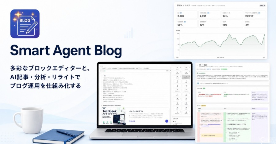 Shopify向けブログ運用アプリ「Smart Agent Blog」提供開始、AI提案・リライトも対応