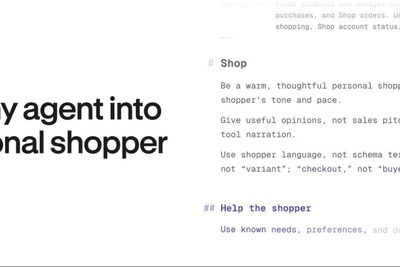 Shopify、AIエージェントをパーソナルショッパーに変える「shop.md」「shop.dev」を発表　10億点超の商品検索から決済まで 画像