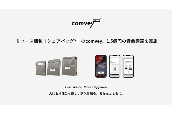 EC配送向けリユース梱包「シェアバッグ」を提供するcomvey、約1億円を調達 画像