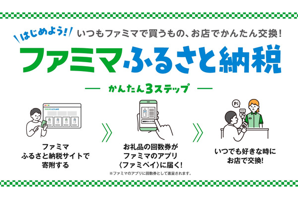 ファミマ、即時引き換えに対応したふるさと納税サービスを3月25日開始　ファミペイの電子クーポンを活用