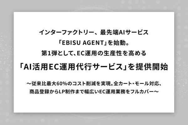 インターファクトリー、AI活用EC運用代行サービス開始　コスト最大60%減
