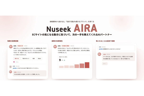 NUSEEK、EC運営の対話型AI「Nuseek AIRA」を提供開始　無期限の無料トライアルで毎朝のデータ報告 画像